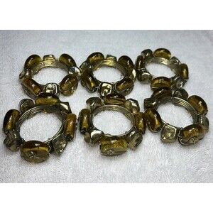 Amber Tone Tiger's Eye Beaded Napkin Rings Set of 6